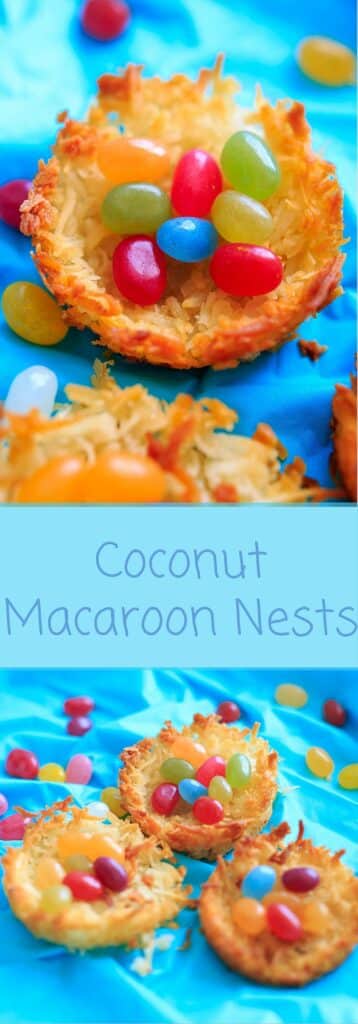 Coconut Macaroon Nests - fill with your favorite candy, or use jelly beans or Easter eggs for a fun holiday treat.