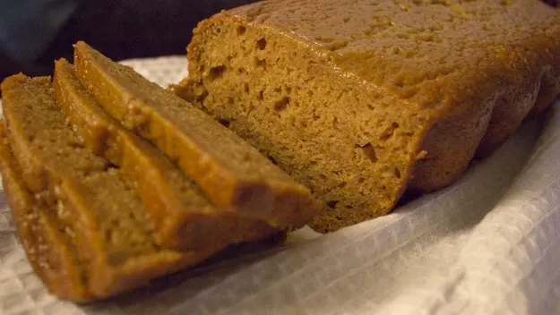 sliced applesauce pumpkin bread