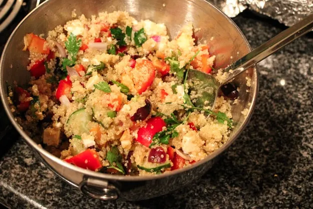 Greek Quinoa Salad in serving bowl