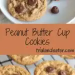 Peanut butter cup cookies - a delicious cookie with mini peanut butter cups baked in! Best served with a tall glass of chocolate milk.