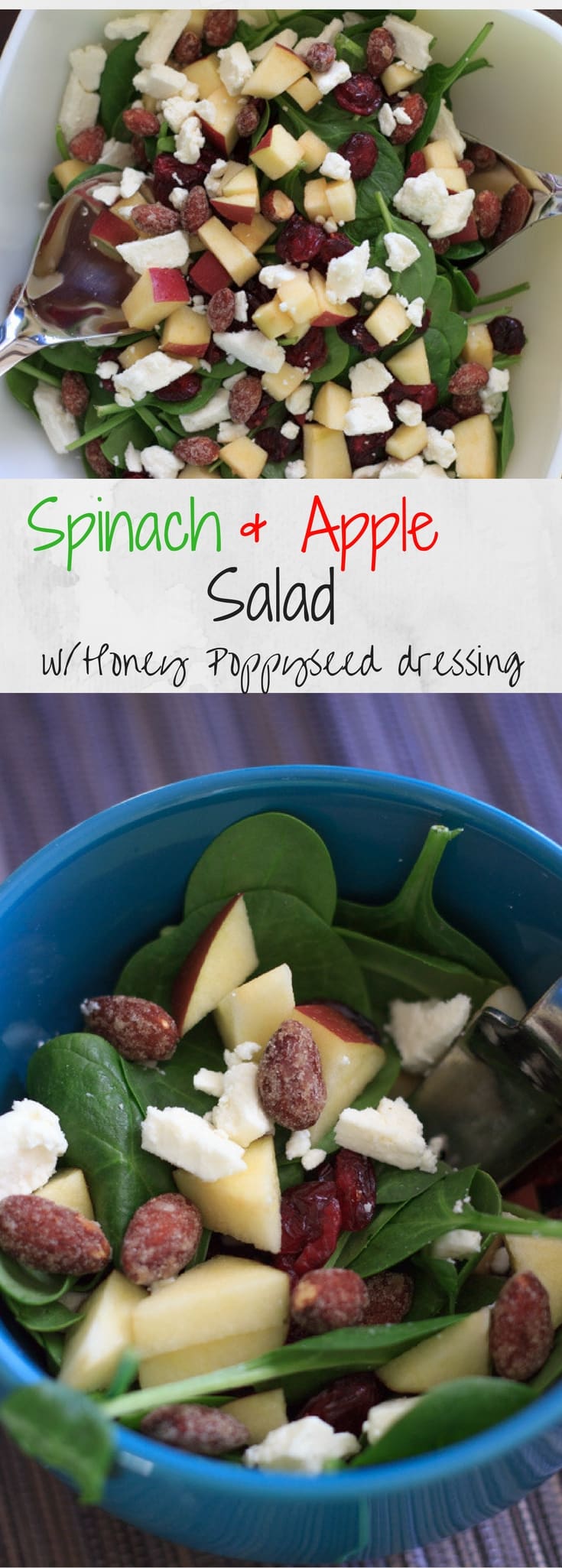 Spinach Apple Salad 5 ingredients, vegetarian, glutenfree