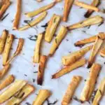 You would never guess these fries are healthy! Rosemary parsnip fries are so easy to make and a great twist to any meal.