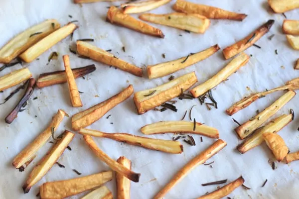 You would never guess these fries are healthy! Rosemary parsnip fries are so easy to make and a great twist to any meal.