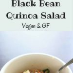 Black bean quinoa salad - flavorful, fast and filling. Another great way to enjoy quinoa in a vegan, gluten-free way. This was a hit for vegetarians and non-vegetarians alike!