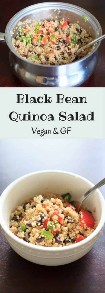 Black bean quinoa salad - flavorful, fast and filling. Another great way to enjoy quinoa in a vegan, gluten-free way. This was a hit for vegetarians and non-vegetarians alike!