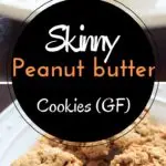 Skinny peanut butter cookies (gluten-free). 5 ingredients, bake in about 10 minutes. Super easy and delicious, you won't even miss the flour!