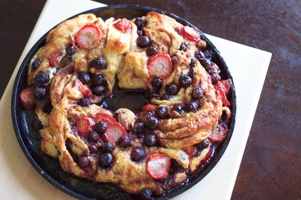 berry cinnamon swirl bread after baking