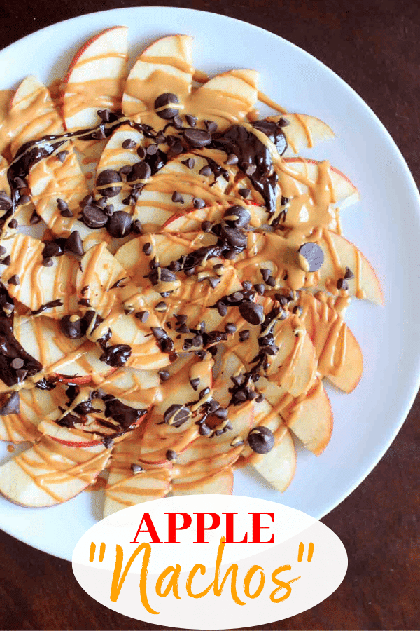 Apple nachos with peanut butter and chocolate 5 minutes, vegan, glutenfree, delicious