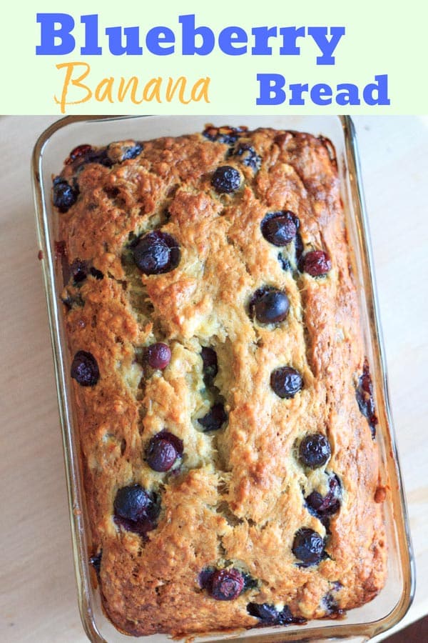 Blueberry banana bread - double the fruit and double the deliciousness! Perfect summertime sweet bread for breakfast or snacking. #trialandeater #blueberry #bananabread #bread #vegetarian