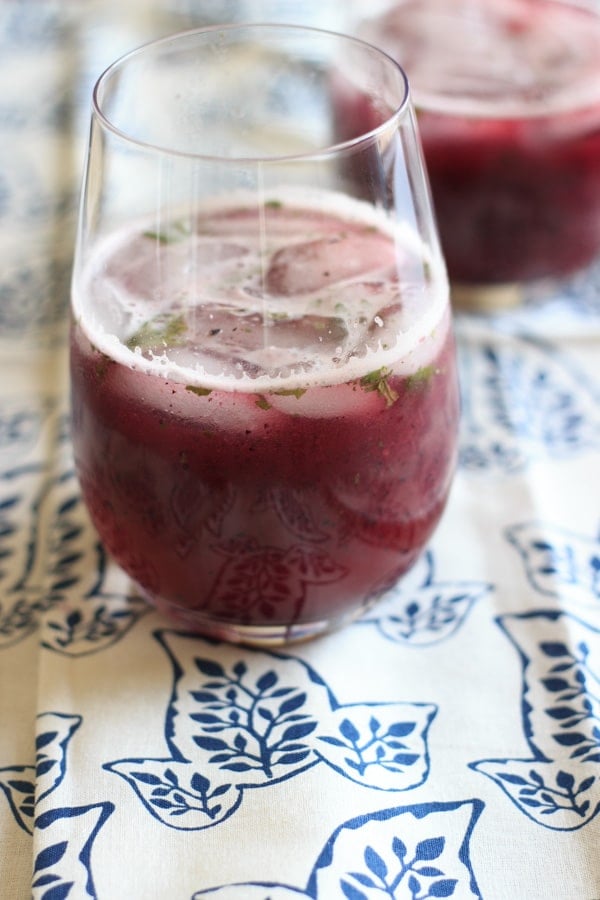 Blueberry mint lemonade in a glass