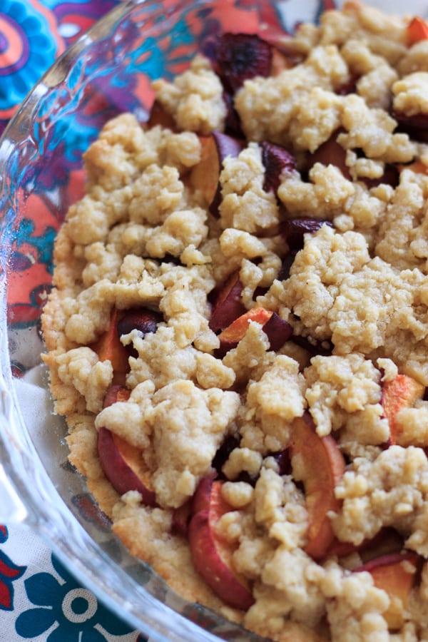 Cherry peach crumb bars - perfectly balanced with just the right amount of fruit and just the right amount of crust! | trialandeater.com