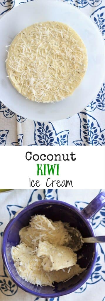 Coconut kiwi ice cream - Only 4 ingredients for a refreshing fruity ice cream that includes marshmallow cream! This no-churn, easy homemade recipe means no ice cream machine required.