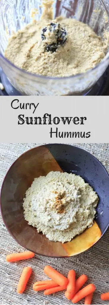 Curry Sunflower Hummus. Change up your normal chickpea hummus by making it out of sunflower seeds instead! Curry + cayenne spices give it an extra kick of flavor.
