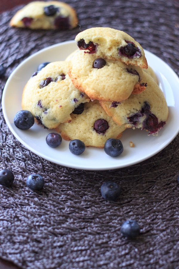 Lemon Blueberry Cookies soft and like a muffin top