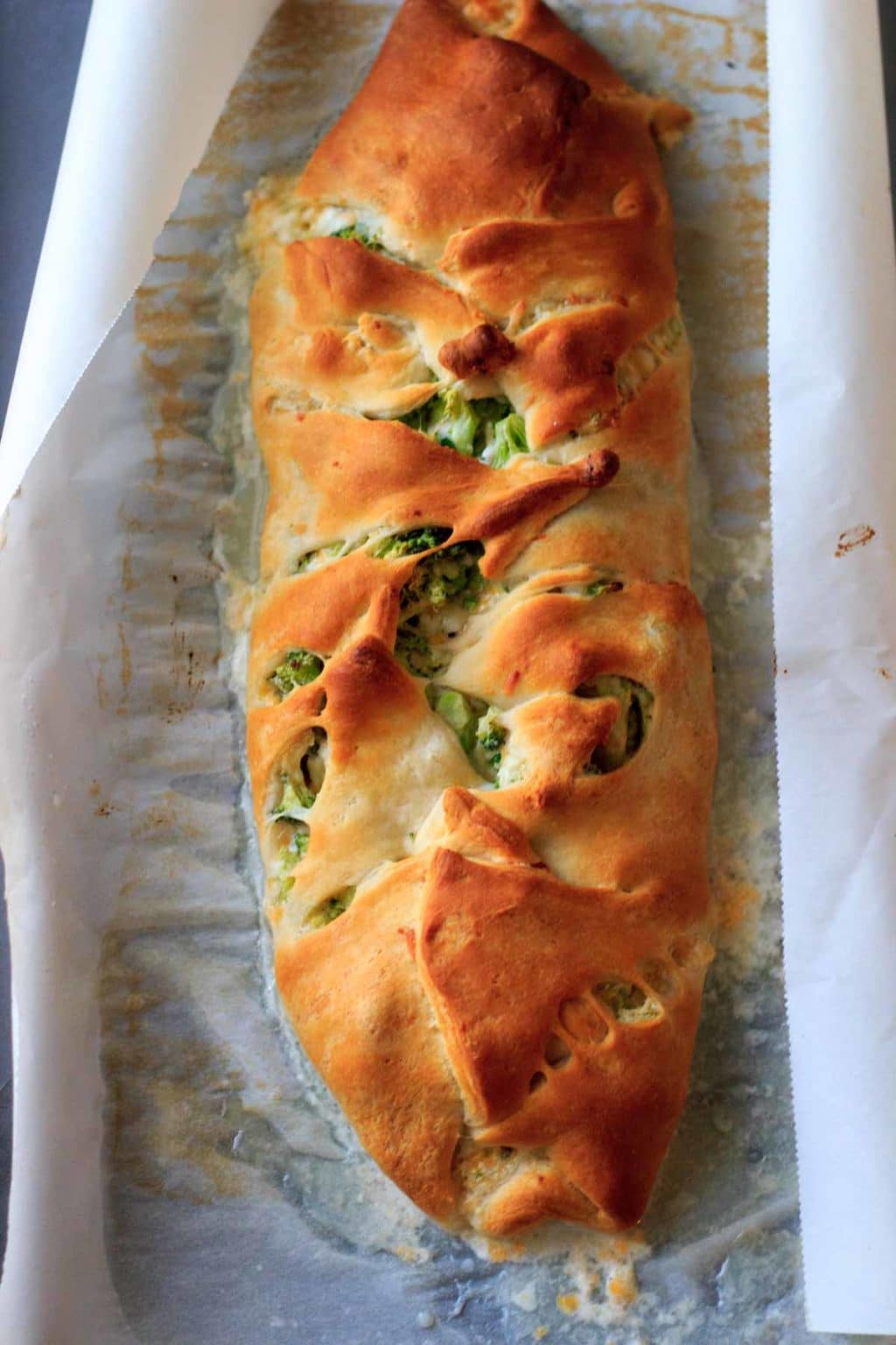 Broccoli crescent wrap on sheet pan