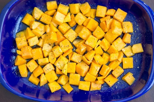 Simple roasted butternut squash, delicious on its own or with other veggies. Can't get much easier than this, especially if you get the squash pre-cut!
