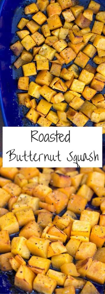 Simple roasted butternut squash, delicious on its own or with other veggies. Can't get much easier than this, especially if you get the squash pre-cut!