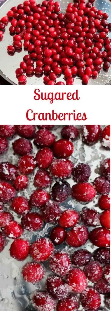 Sugared cranberries. Great for decorating desserts like cakes, baking in goods like holiday cookies or simply as a sweet snack!