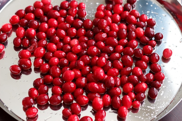 cranberries after soaking in simple syrup