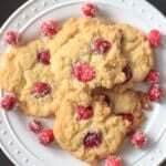 Sugared cranberry cookies - sugar cookies with sugared cranberries baked in to make the sweetest cookie ever - with a twist.
