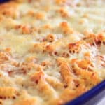 This baked ziti will quickly become a family favorite. Easy comfort food that you can make ahead or freeze for later!