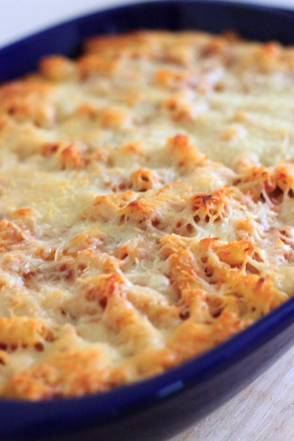My grandma's meatless baked ziti will quickly become a family favorite. Requires only 5 ingredients! Easy comfort food that you can make ahead or freeze for later.