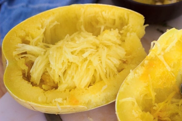 cooked spaghetti squash cut lengthwise