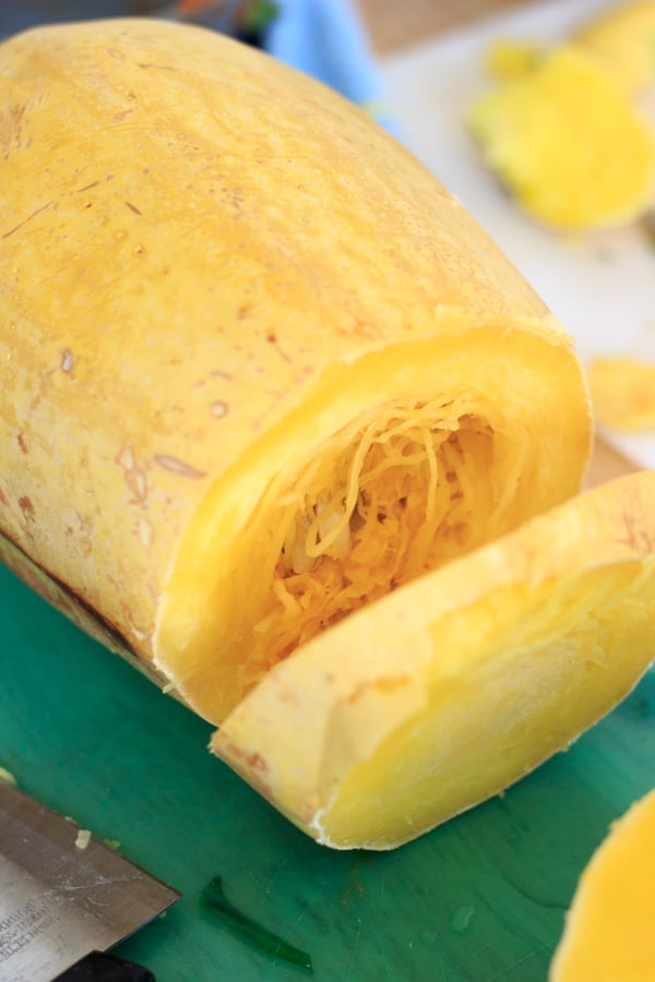 cutting rings of spaghetti squash