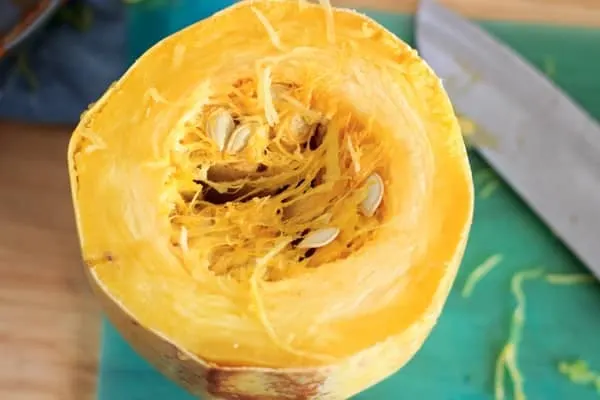 inside of cooked spaghetti squash 