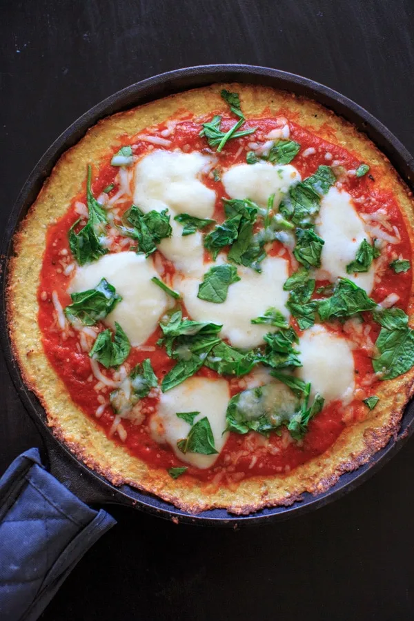 Cauliflower pizza crust - for those days when you really want pizza but not all the carbs, or need a gluten free alternative.