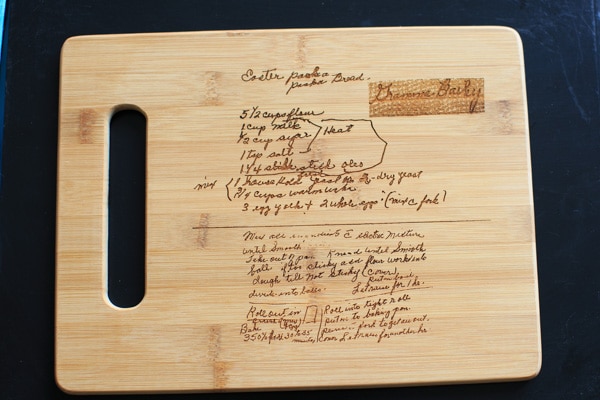 easter paska bread nana's recipe handwriten on cutting board