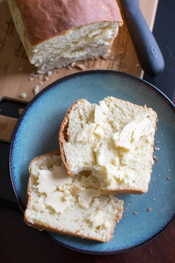 slice of paska bread with butter