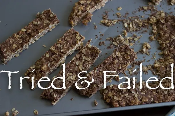 chocolate peanut butter granola bars tried and failed
