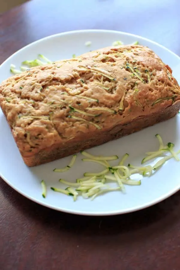 Skinnier Zucchini Bread on white plate