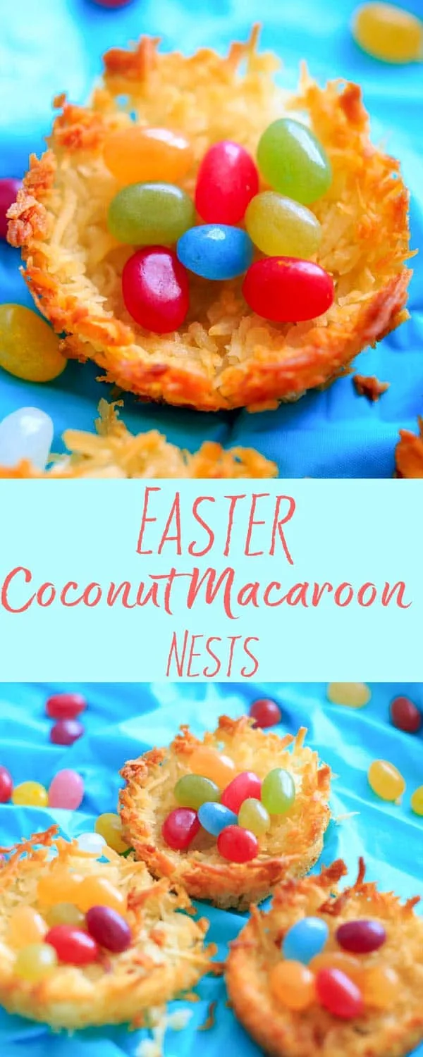 Coconut Macaroon Nests - fill with your favorite candy, or use jelly beans or Easter eggs for a fun holiday dessert treat.