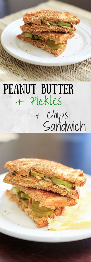 Peanut butter, pickles and potato chips sandwich. A combination that is weirdly delicious and addicting.