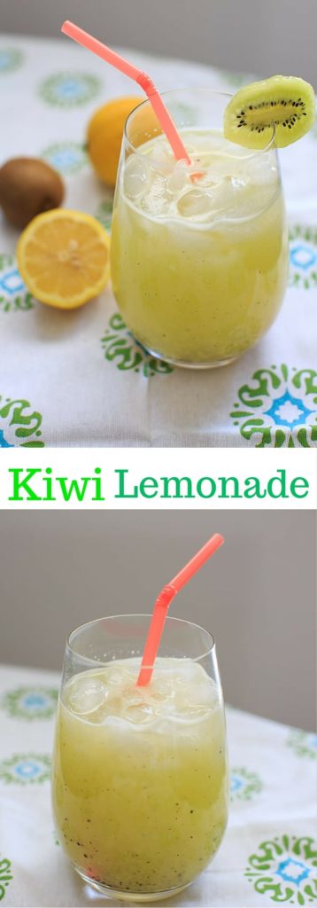 Homemade Kiwi Lemonade - freshly squeezed lemonade with a twist of kiwi fruit! 