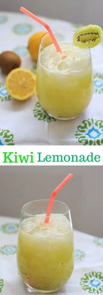 Homemade Kiwi Lemonade - freshly squeezed lemonade with a twist of kiwi fruit! 