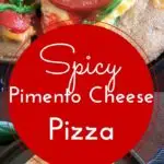 Spicy Pimento Cheese Pizza. If you like spicy, you'll like this pizza! Homemade jalapeno pimento cheese and extra jalapeno toppings make this a spicy food lovers dream.