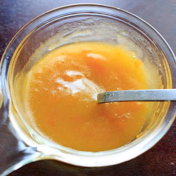 Homemade vinaigrette apricot dressing for Italian Blue Salad 