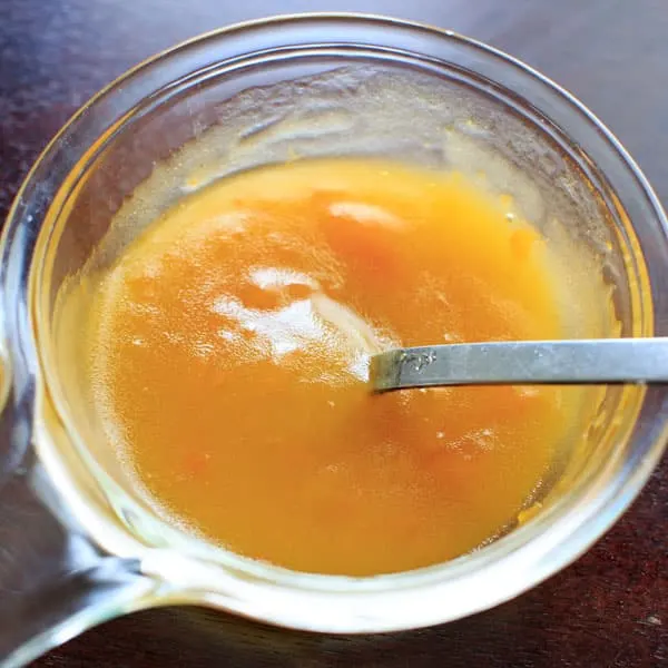 Homemade vinaigrette apricot dressing for Italian Blue Salad 