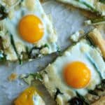 Asparagus Tart with Egg and Goat Cheese (on puff pastry) - a great vegetarian addition to your breakfast/brunch or appetizer spread!