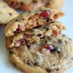Chocolate Chip Cookies with Pomegranate Seeds. Sweet from cinnamon and vanilla, and slightly tangy from the seeds, these cookies are addicting!