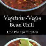Vegetarian chili that's also vegan friendly and gluten-free. This one pot meal can be ready in 30 minutes and is deliciously flavored with @McCormickSpices Organics Chili Seasoning. #McCormickDinners