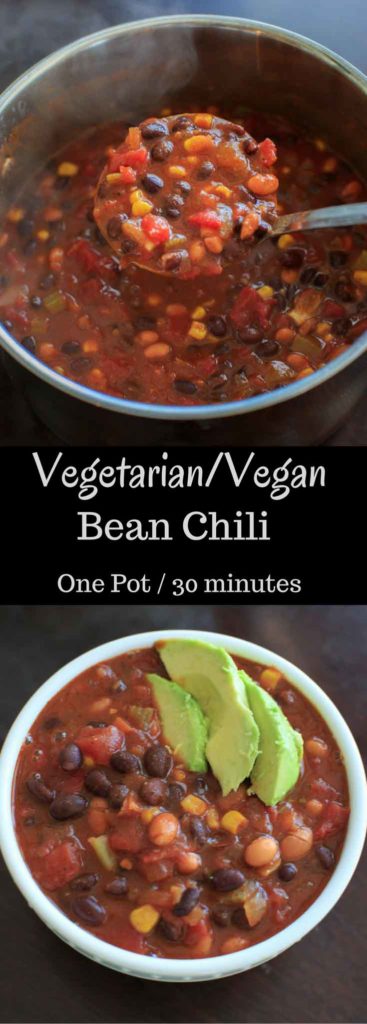 Vegetarian chili that's also vegan friendly and gluten-free. This one pot meal can be ready in 30 minutes and is deliciously flavored with @McCormickSpice Organics Chili Seasoning. #McCormickDinners 