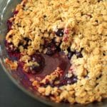 Blueberry crisp crumble with an oat and coconut oil topping. Healthy and fruity dessert that's gluten-free and vegan-friendly.