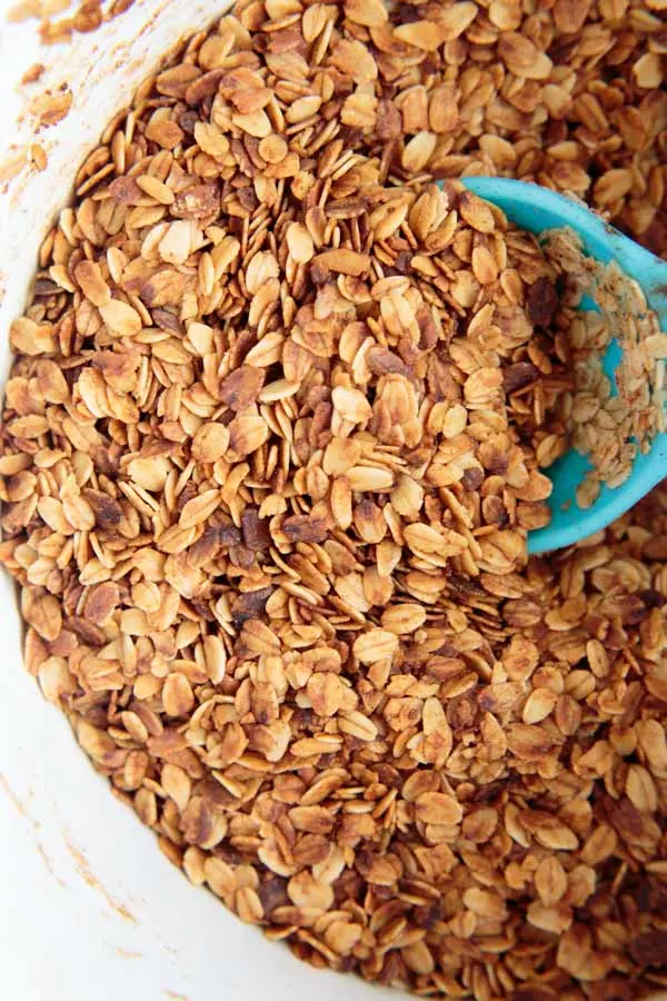 CrockPot Granola with Coconut Oil. An easier way to make this healthy gluten-free snack in a slow cooker instead of the oven.