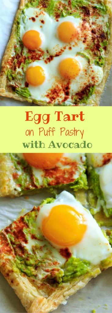 Egg Puff Pastry with Avocado - a quick and easy tart to make for breakfast or an appetizer.