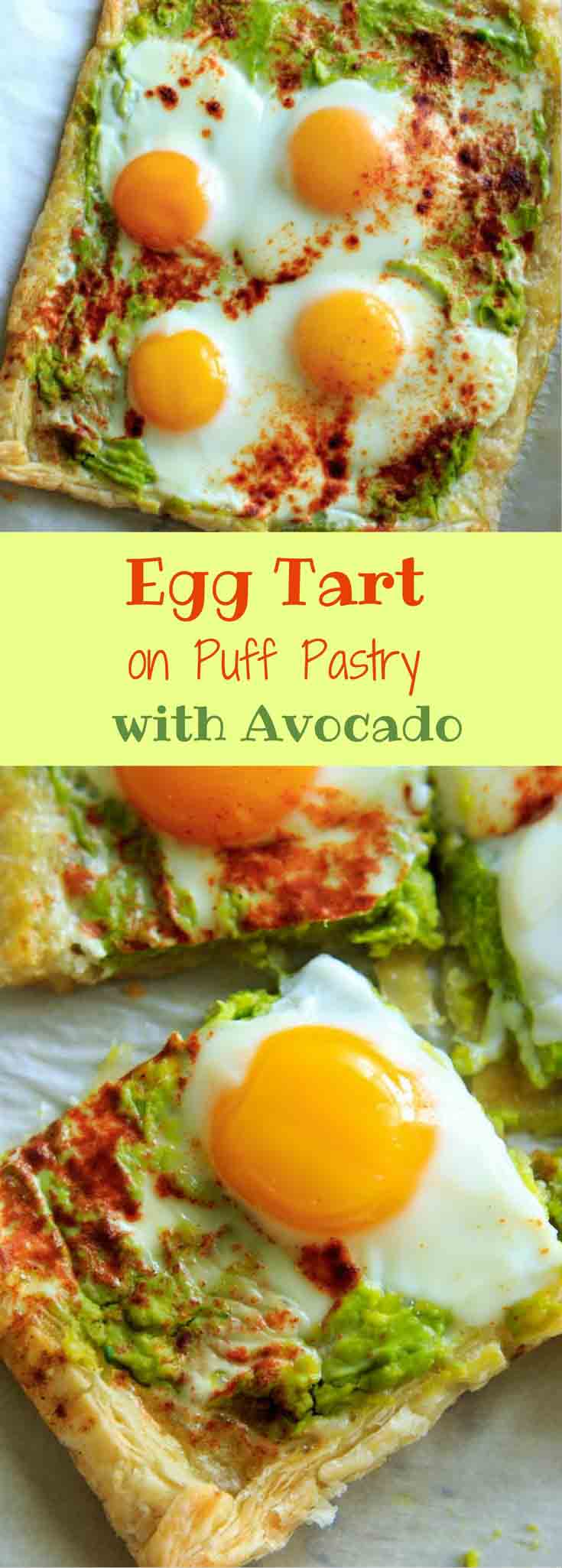 Avocado and Egg Tart on Puff Pastry pin