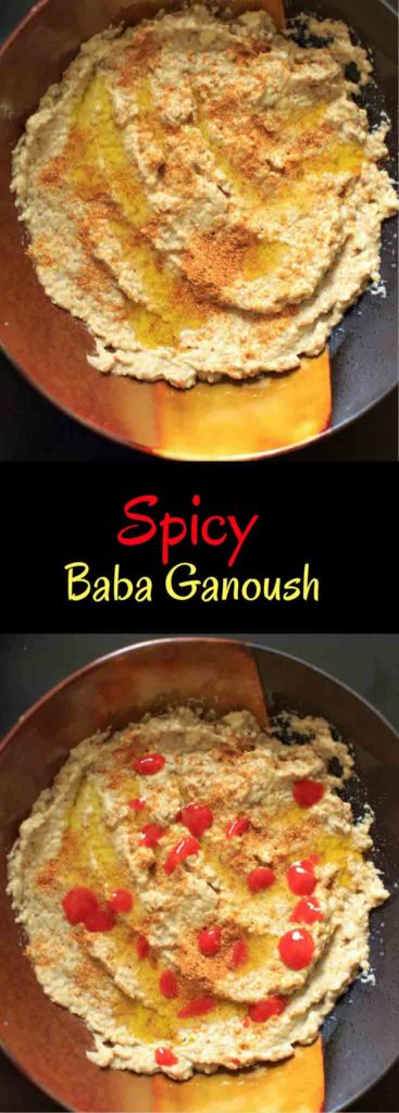 Spicy Baba Ganoush (Eggplant Dip) - with red pepper and sriracha, this appetizer is for you spicy food lovers!